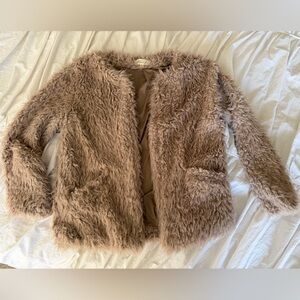 Reborn J Plush Faux Fur Teddy Jacket - Brown